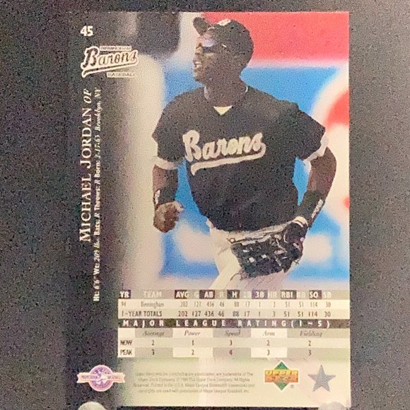 1994 Upper Deck Michael Jordan Baseball Card!! - Picture 2 of 2